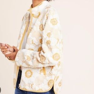 Anthropologie Floral Tilly Sherpa Jacket
